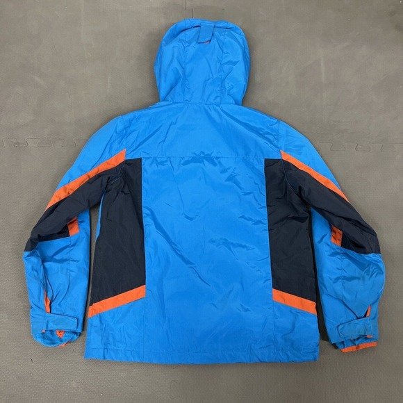 Lands End Medium Weight Hooded Boys Jacket Size M 10-12 Blue & Orange FS Charity - Picture 10 of 10